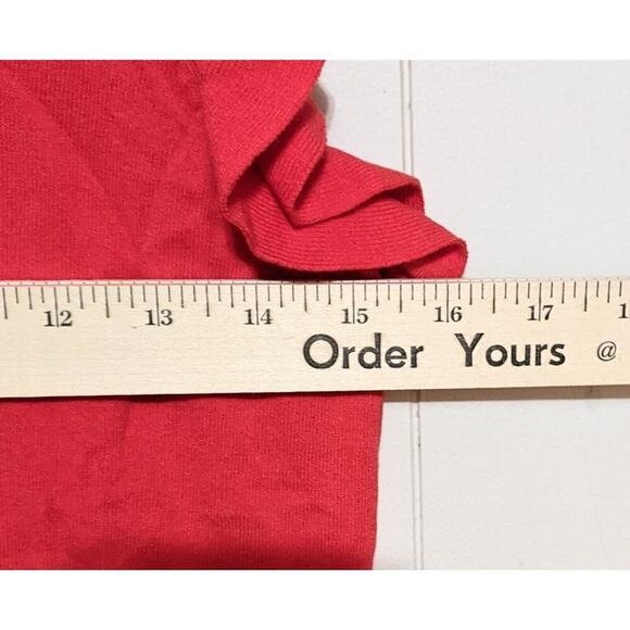 Halogen Sweater Womens S Orange Knit Short Flutter Sleeve Crew Neck Pullover - Picture 5 of 6